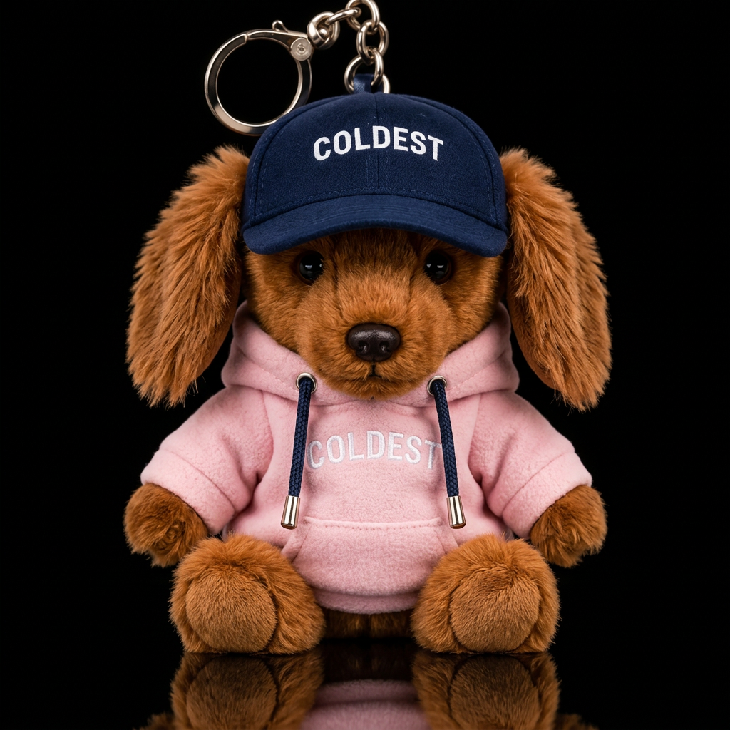 Small relish brown dachshund with long hair and a ... water bottle design