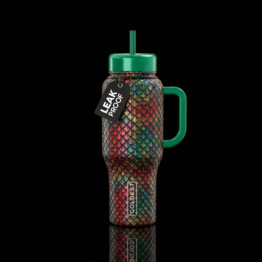 Dragon scales multicolored water bottle design