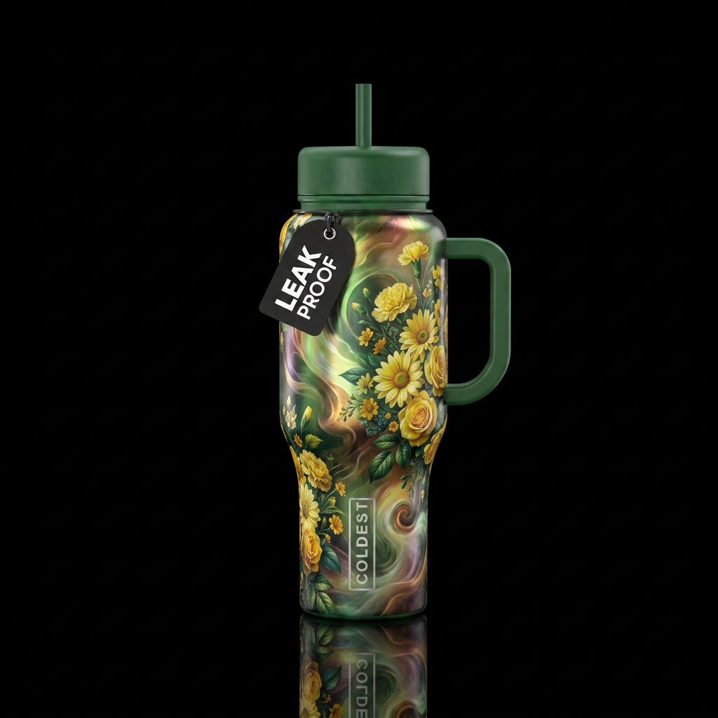 Swirls, mist, nature, glow in the dark, iridescent... water bottle design