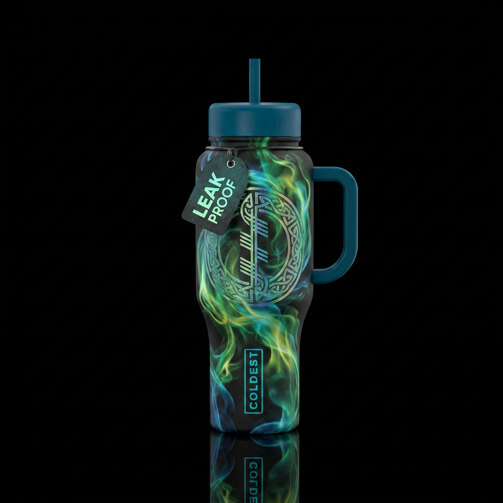 Ancient Tuatha De Dana, natur, iridescent, green, ... water bottle design