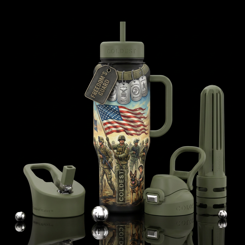Old school Levi style bottle with a soldiers Ameri... water bottle design