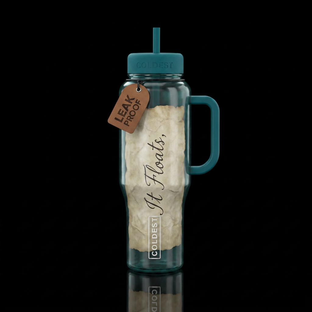 Bottle looks like a message in a bottle with a not... water bottle design