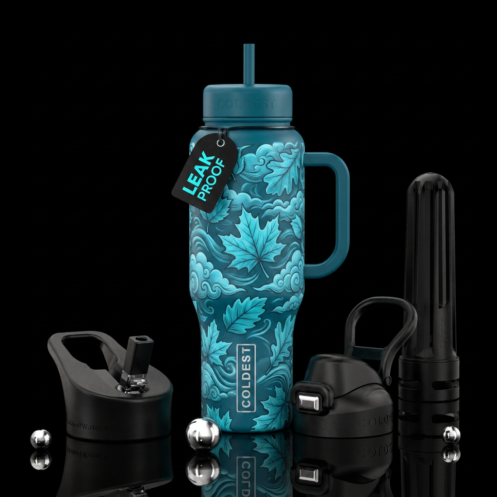 Cyan Autumn Skye water bottle design
