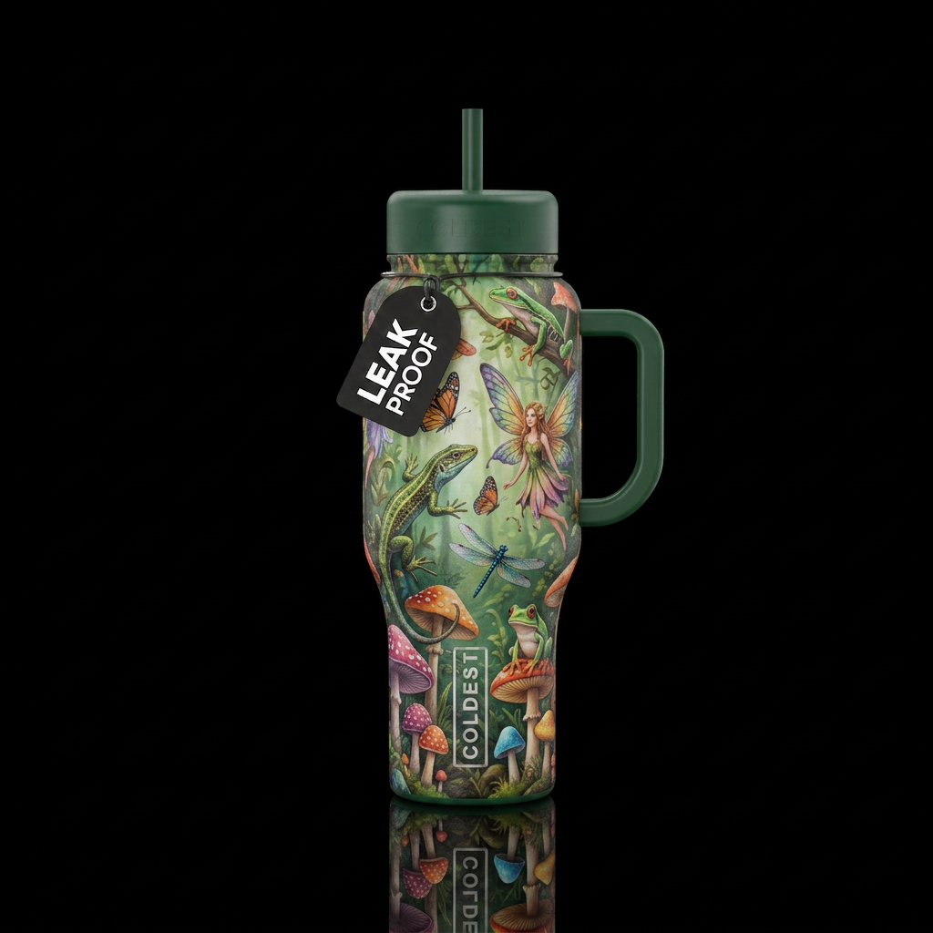 Lizards butterflies fairies dragonflies frogs and ... water bottle design