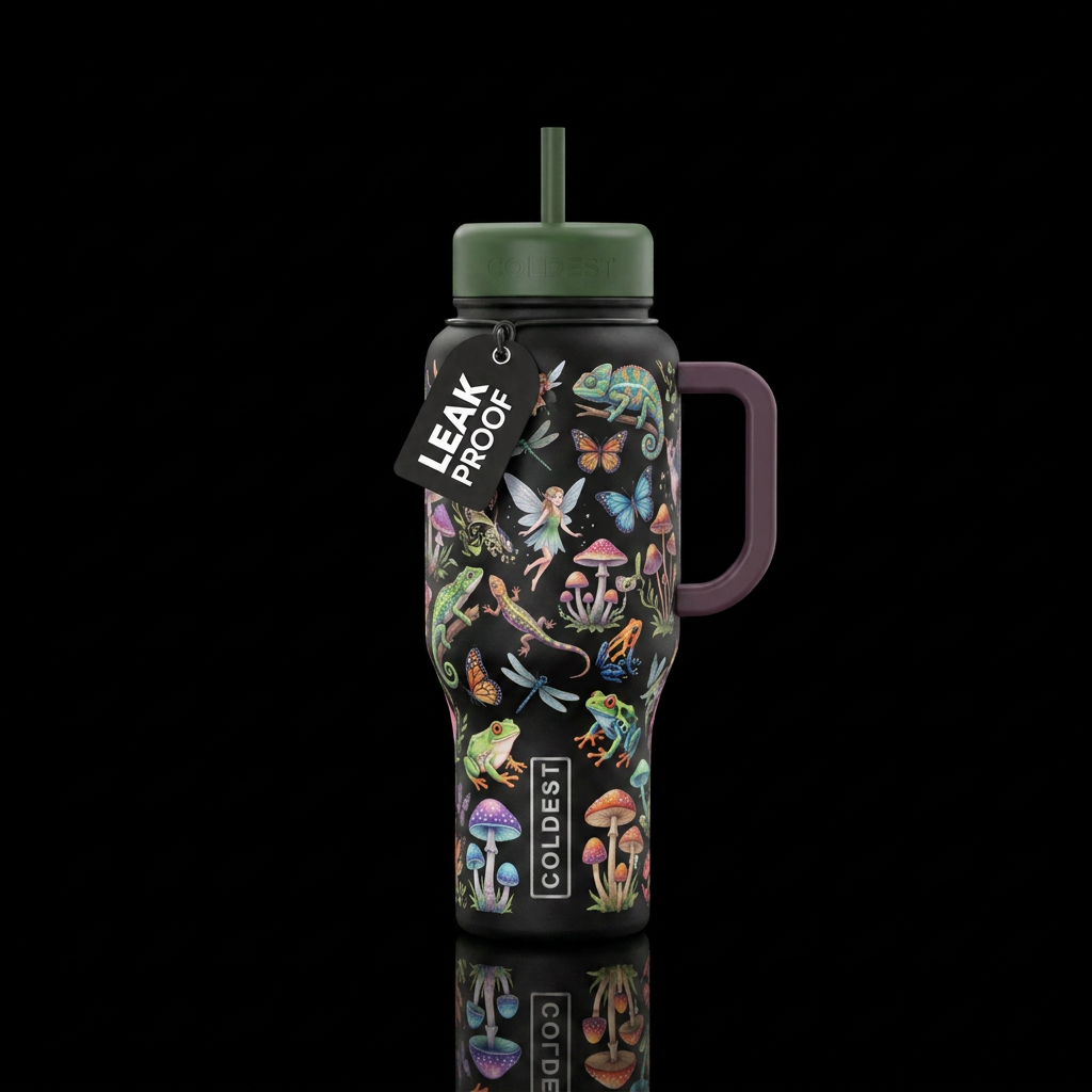 Lizards butterflies fairies dragonflies frogs and ... water bottle design