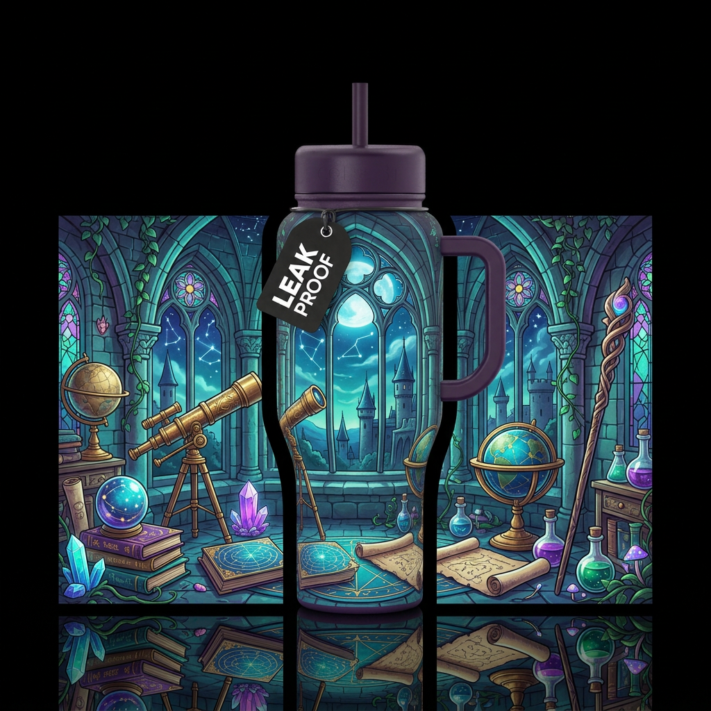 Wizard’s Astronomy Tower water bottle design