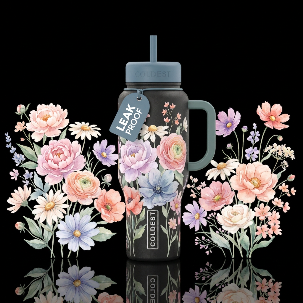 Pastel Garden Reverie water bottle design