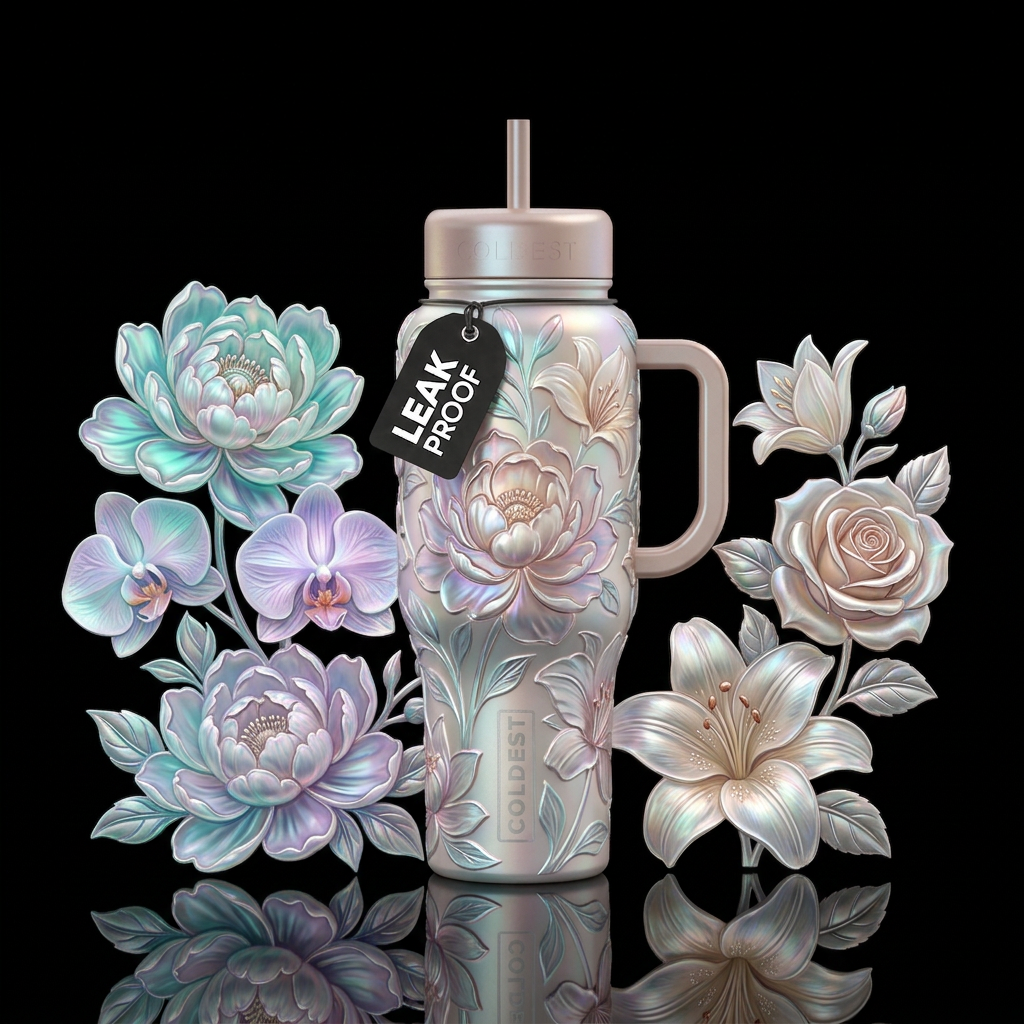 Opaline Bloom water bottle design