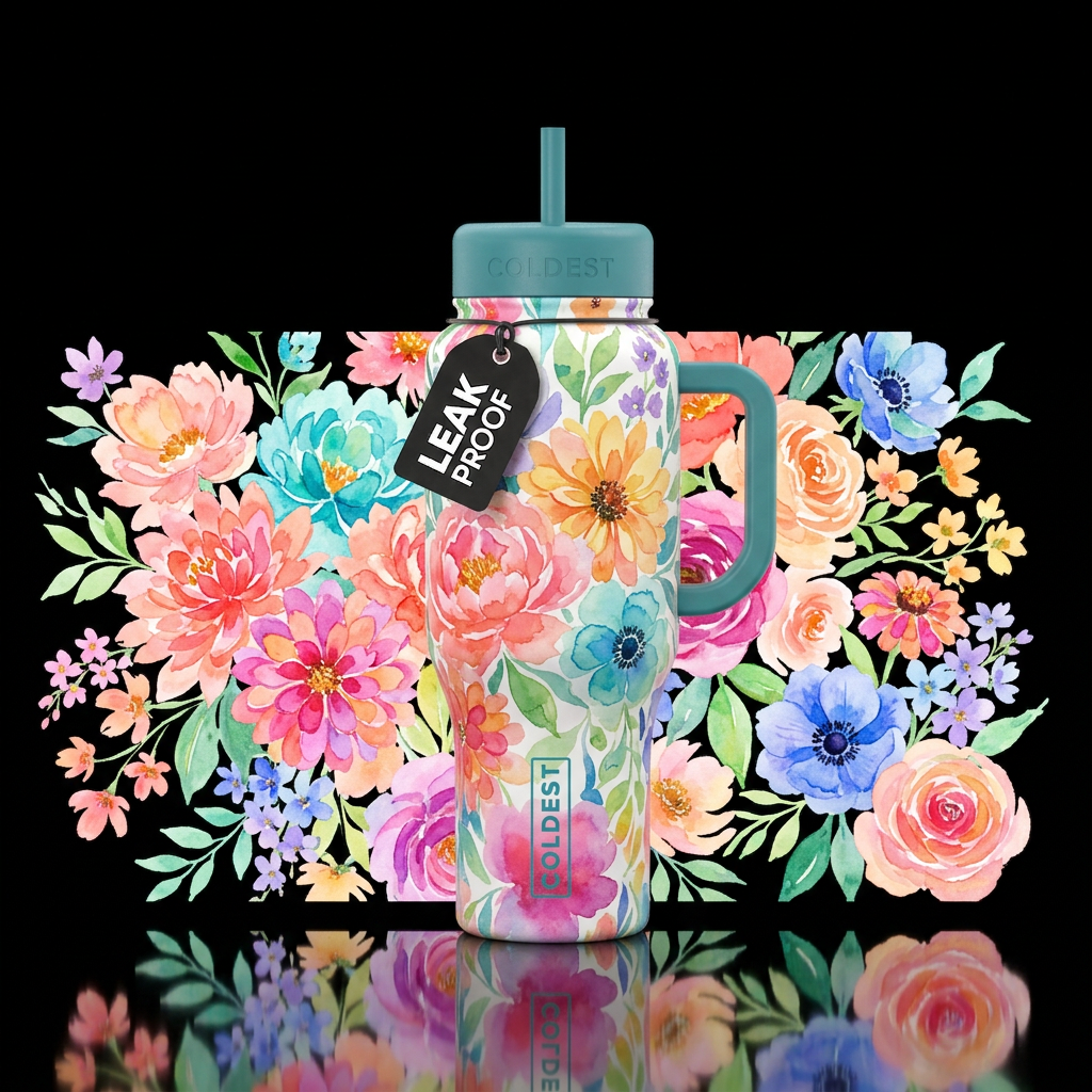 Colorburst Garden water bottle design