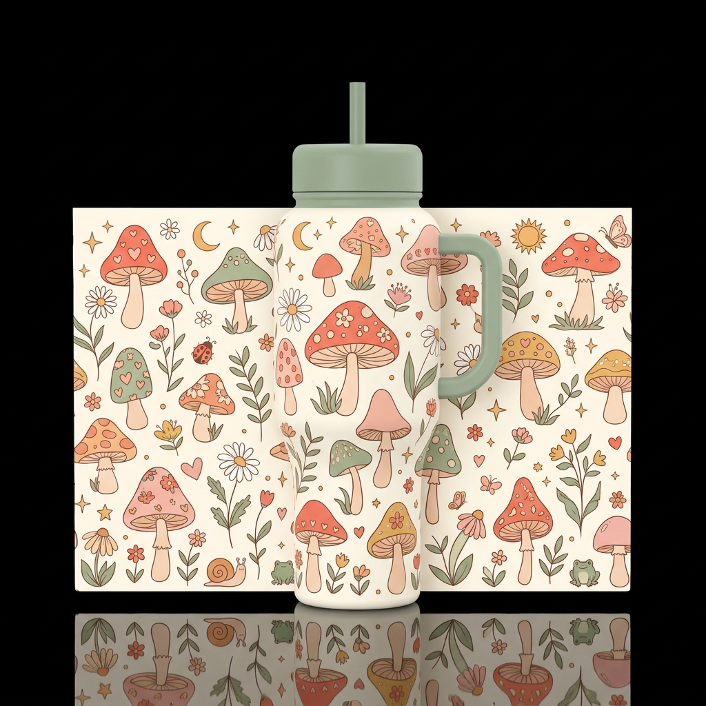 Mushroom Magic water bottle design