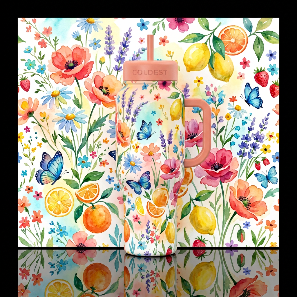 Summer in Bloom water bottle design