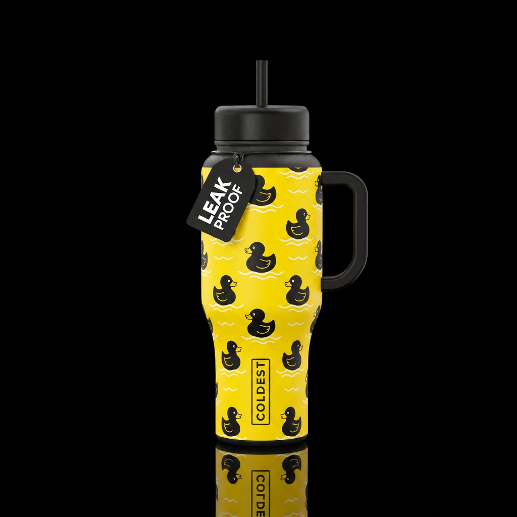 Quack in Black water bottle design