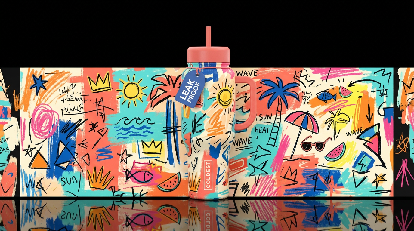 Heatwave Doodles water bottle design