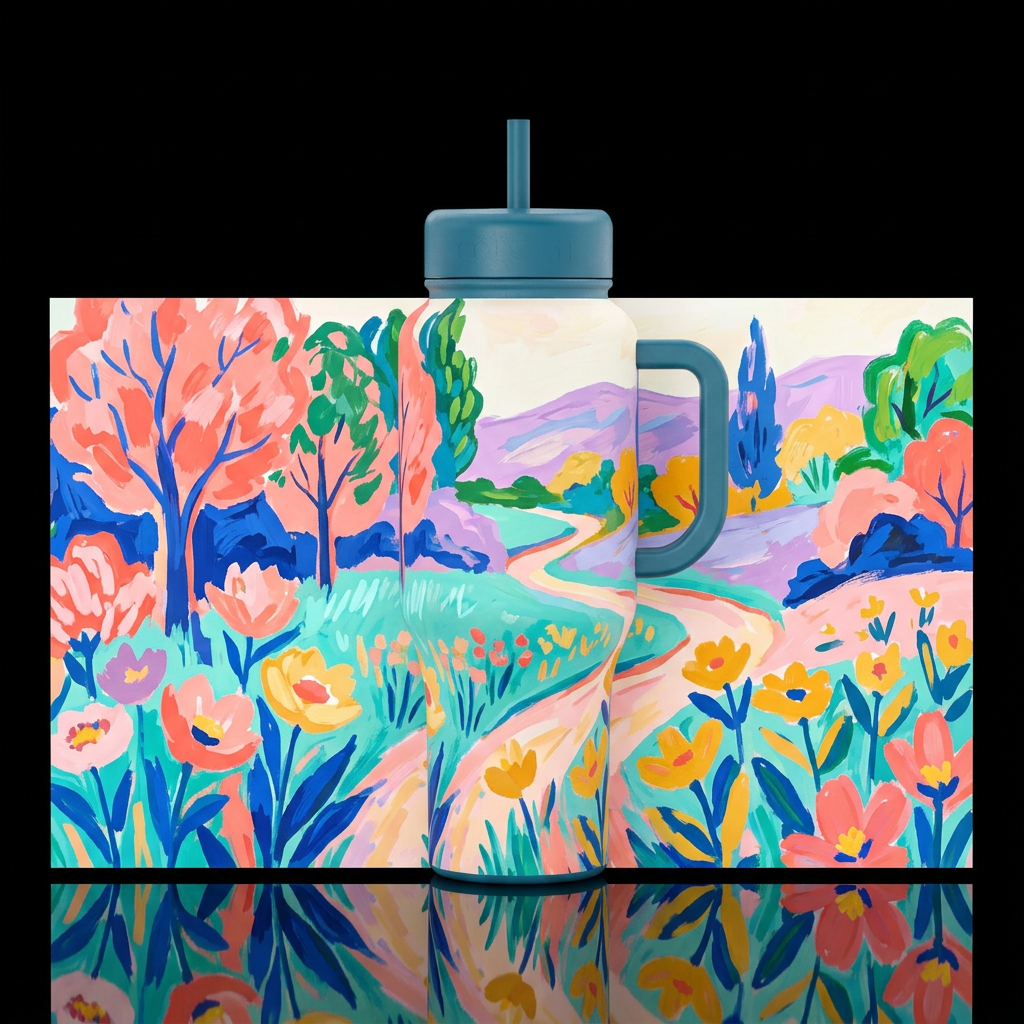 Painted Path water bottle design