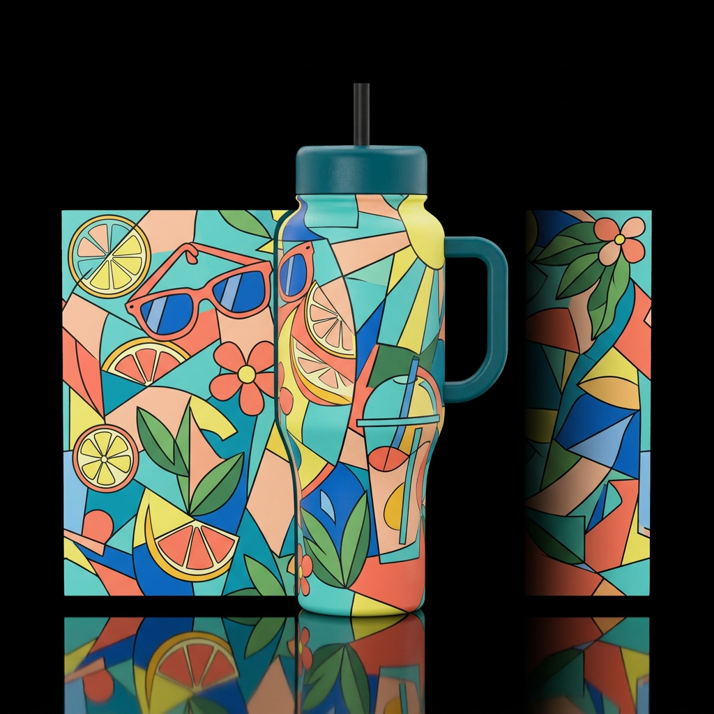 Summer in Pieces water bottle design