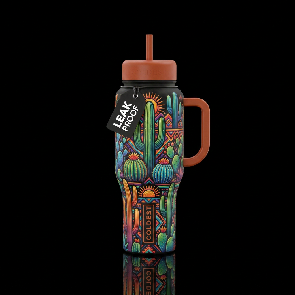 southwestern cactus water bottle design