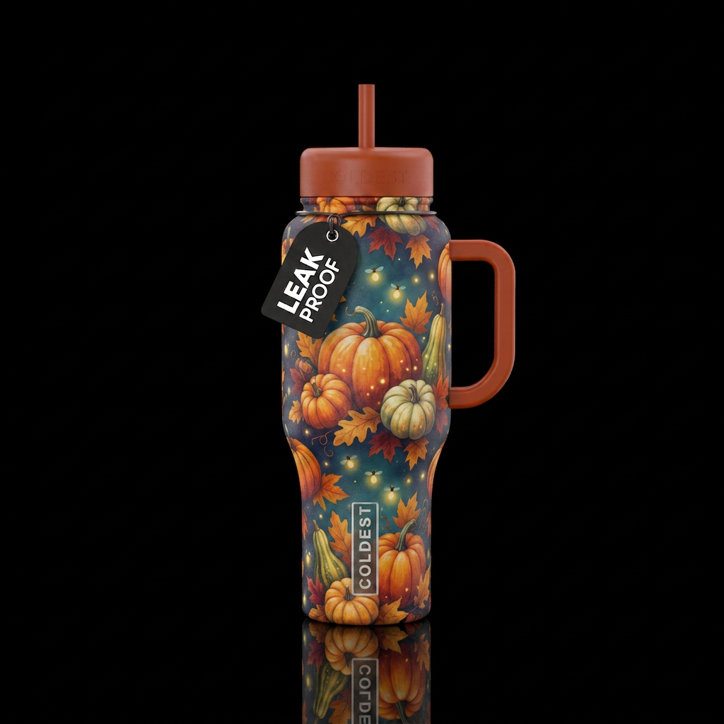 dreamy pumpkin fall harvest water bottle design