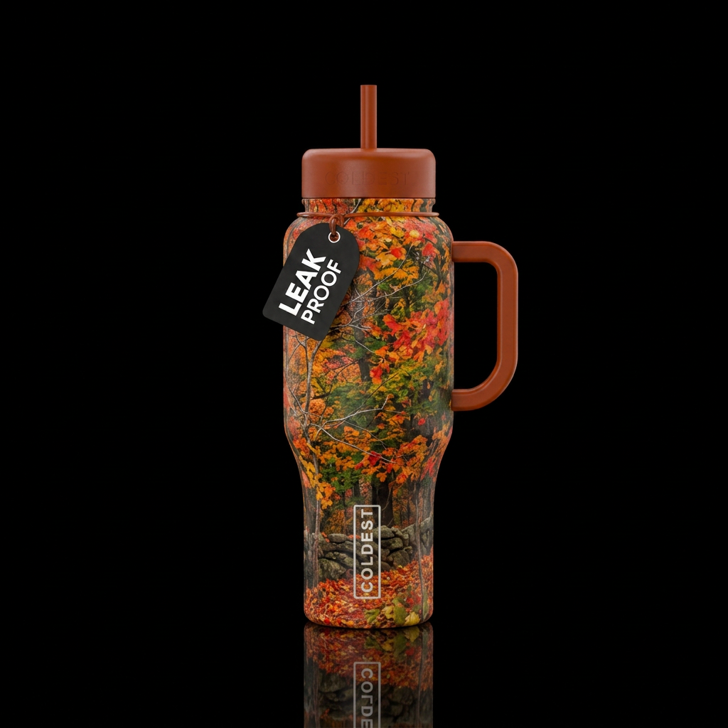 New England Autumn water bottle design