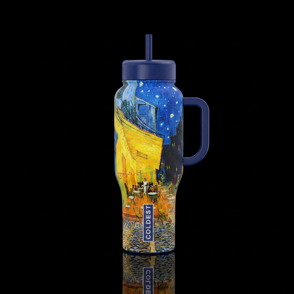 night cafe Van Gogh water bottle design