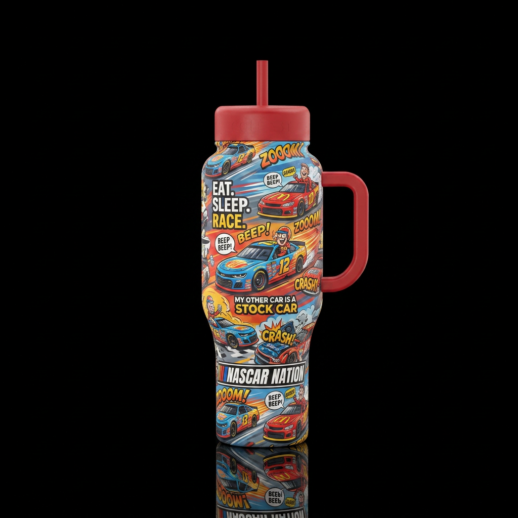 nascar nation, funny water bottle design