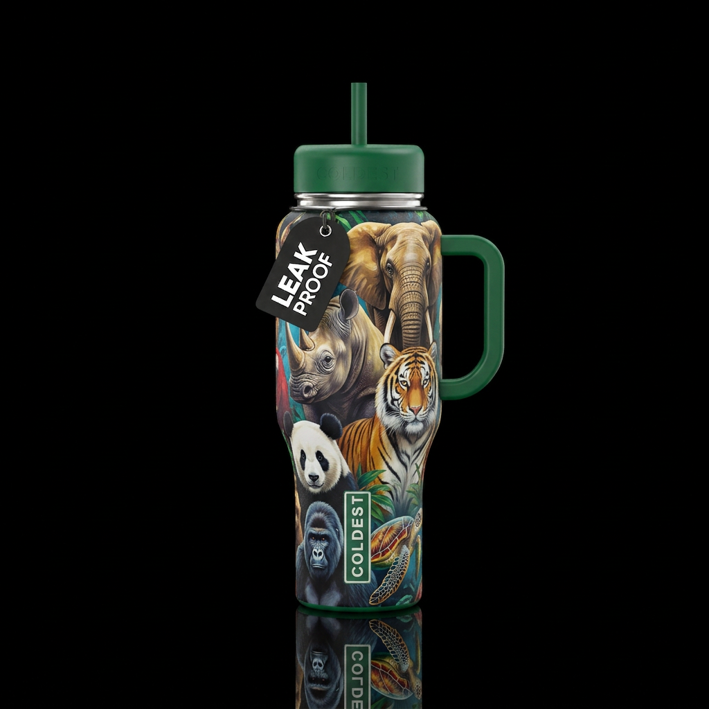 endangered animals water bottle design
