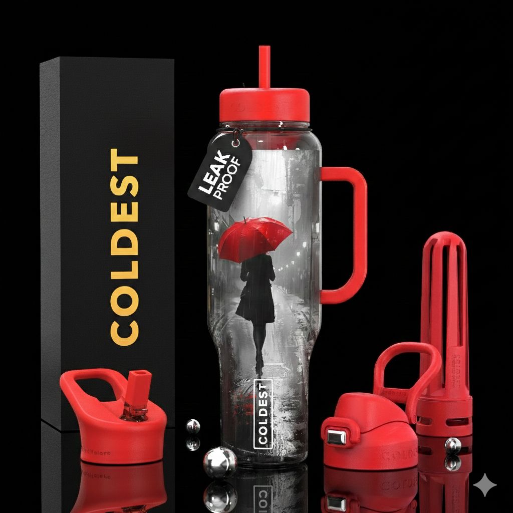 Lady with the Red Umbrella water bottle design