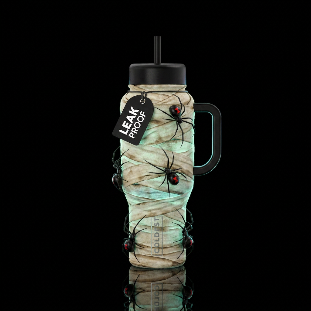Glowie bottle. Wrap it like a mummy with black wid... water bottle design