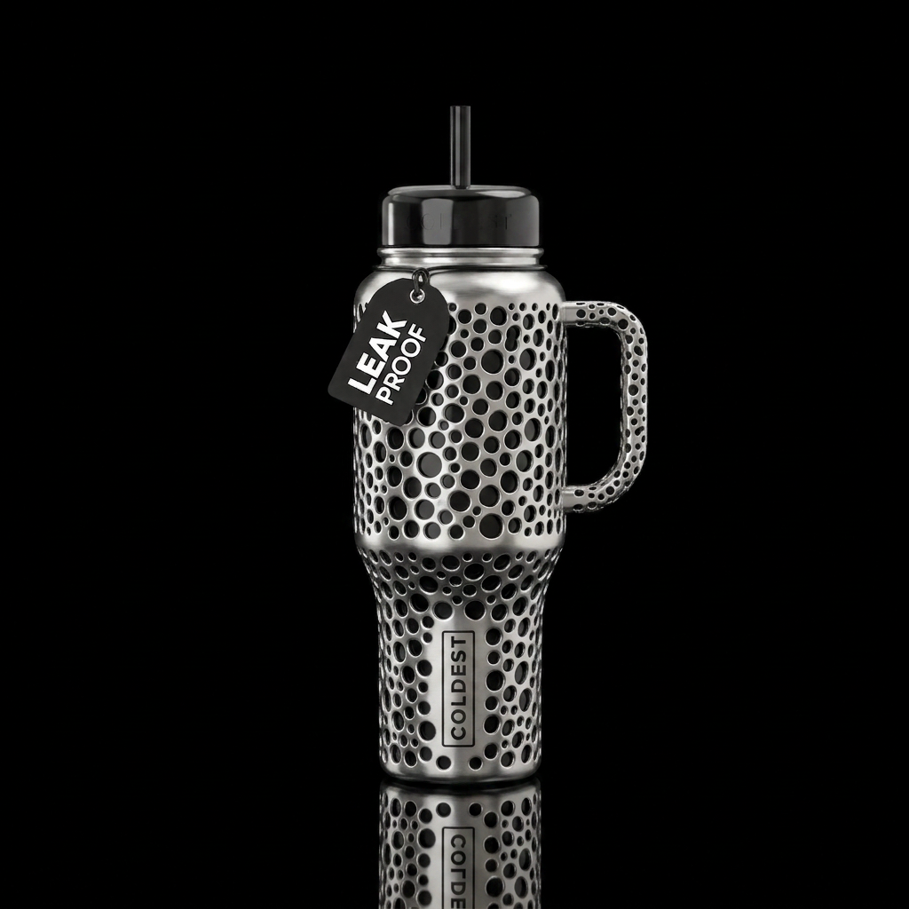 trypophobia with stainless steal & black water bottle design