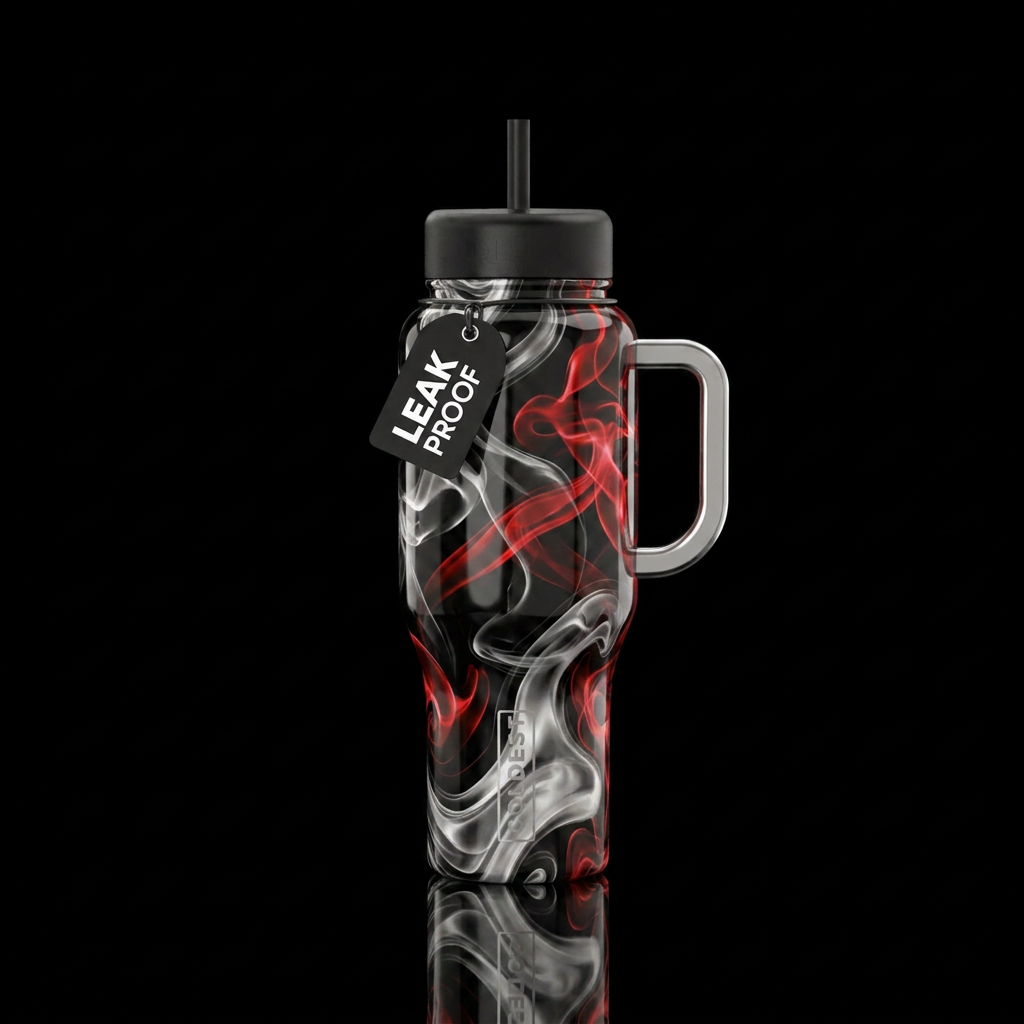Metallic Smoke water bottle design