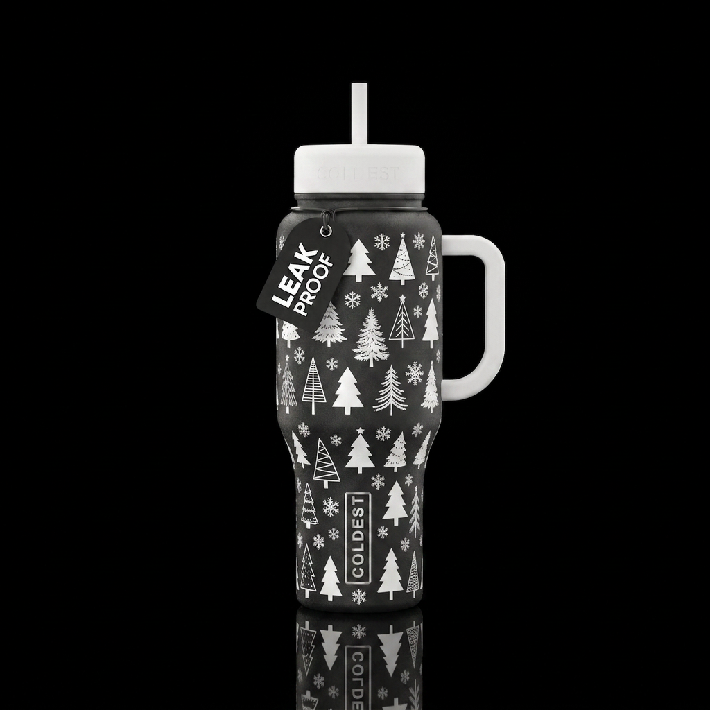 Glowy Christmas water bottle design