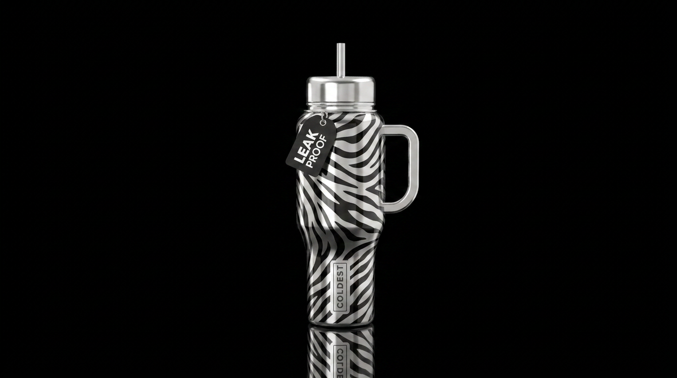 Shiny Zebra water bottle design