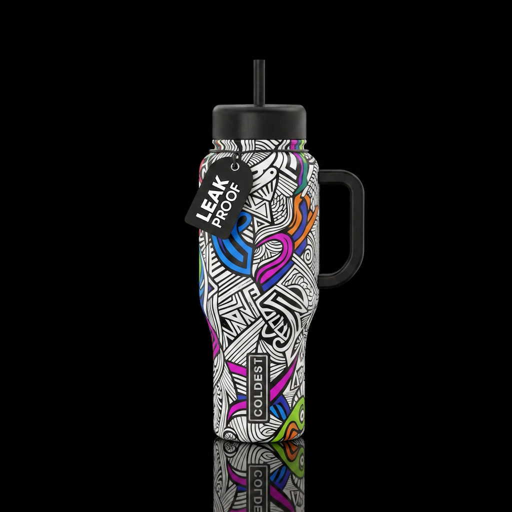 Abstract Line Art water bottle design