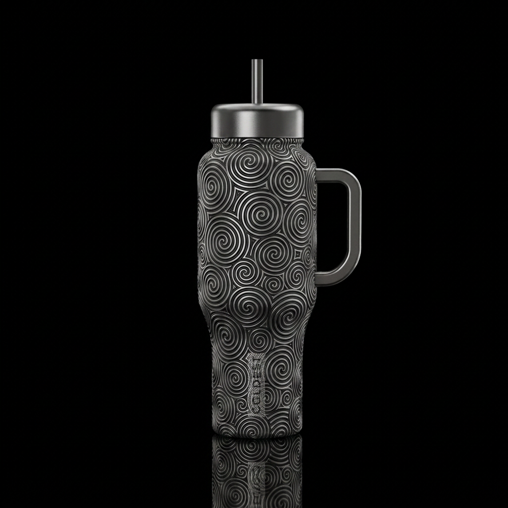 Silver spirals water bottle design