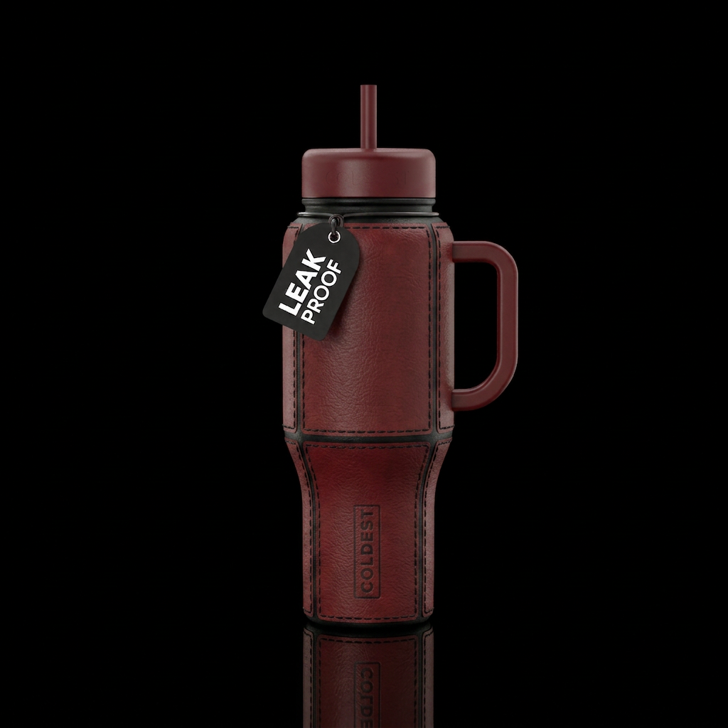 Red Leather water bottle design