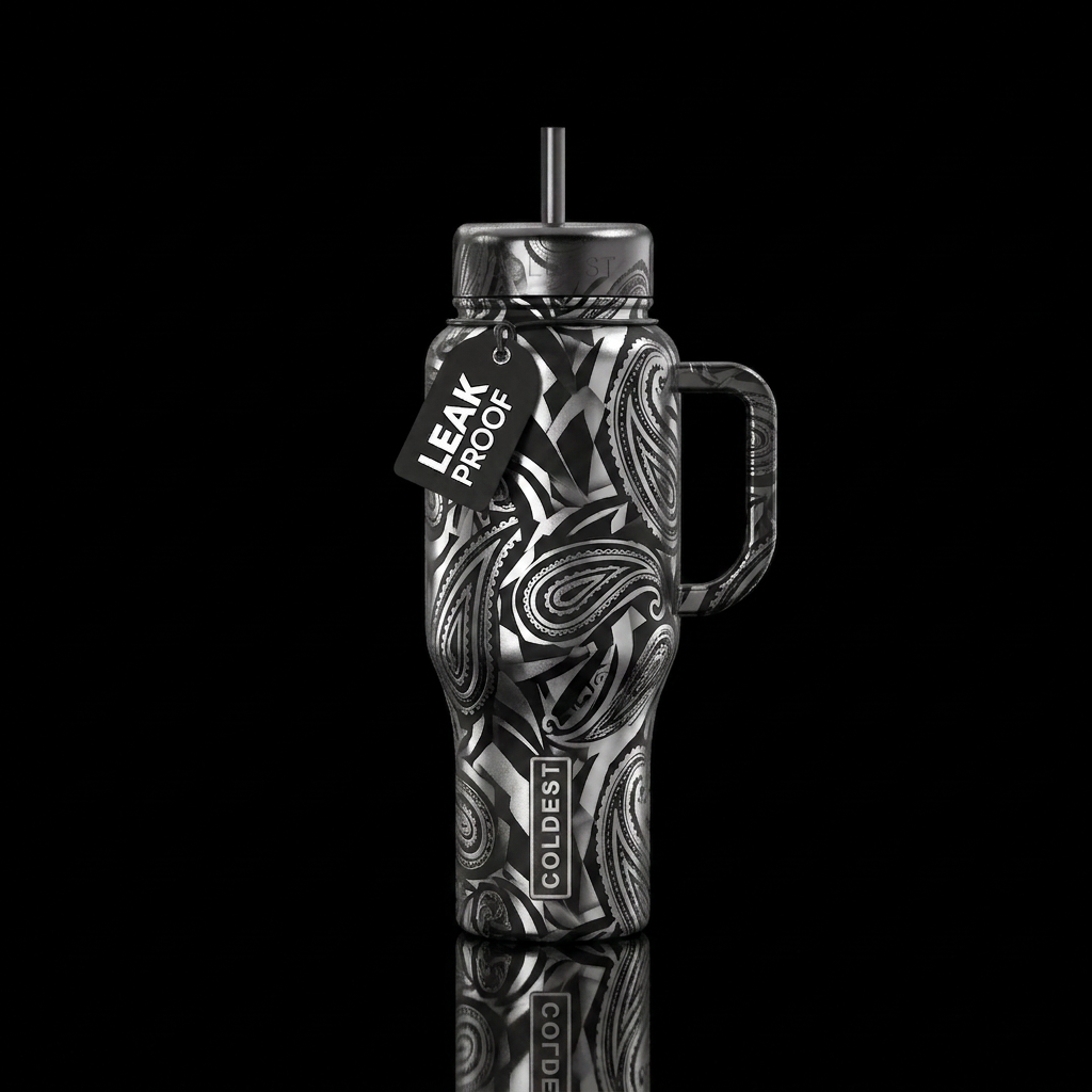 Abstract Paisley water bottle design
