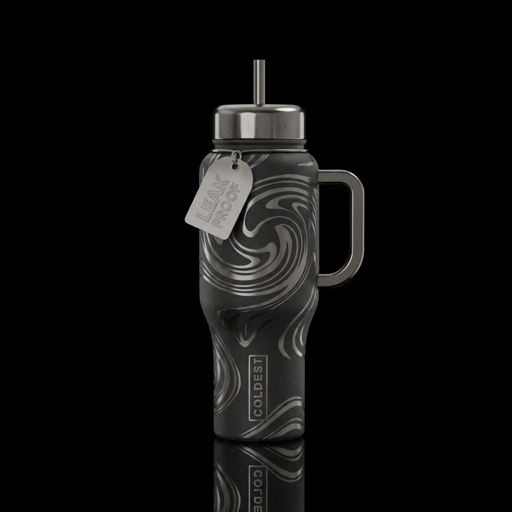 Gun Metal Swirls water bottle design