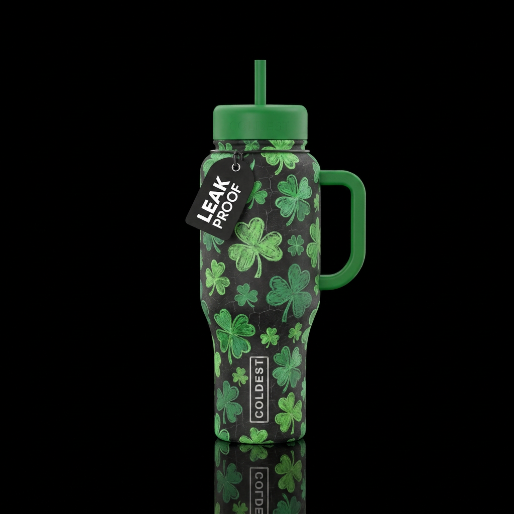 Chalkboard Shamrock water bottle design