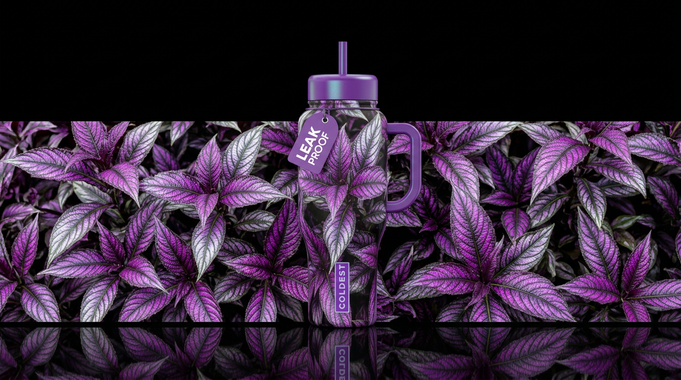 Persian Shield plant water bottle design