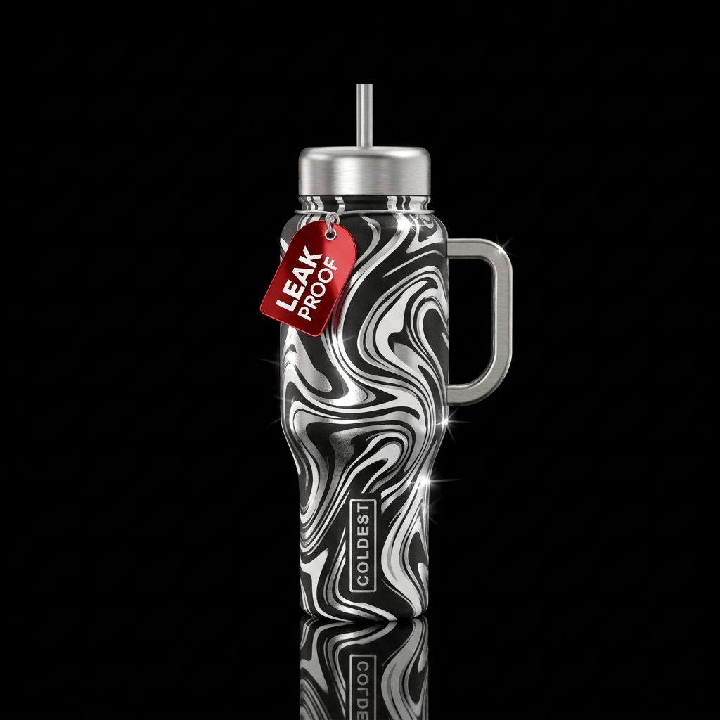 Silver Swirl water bottle design