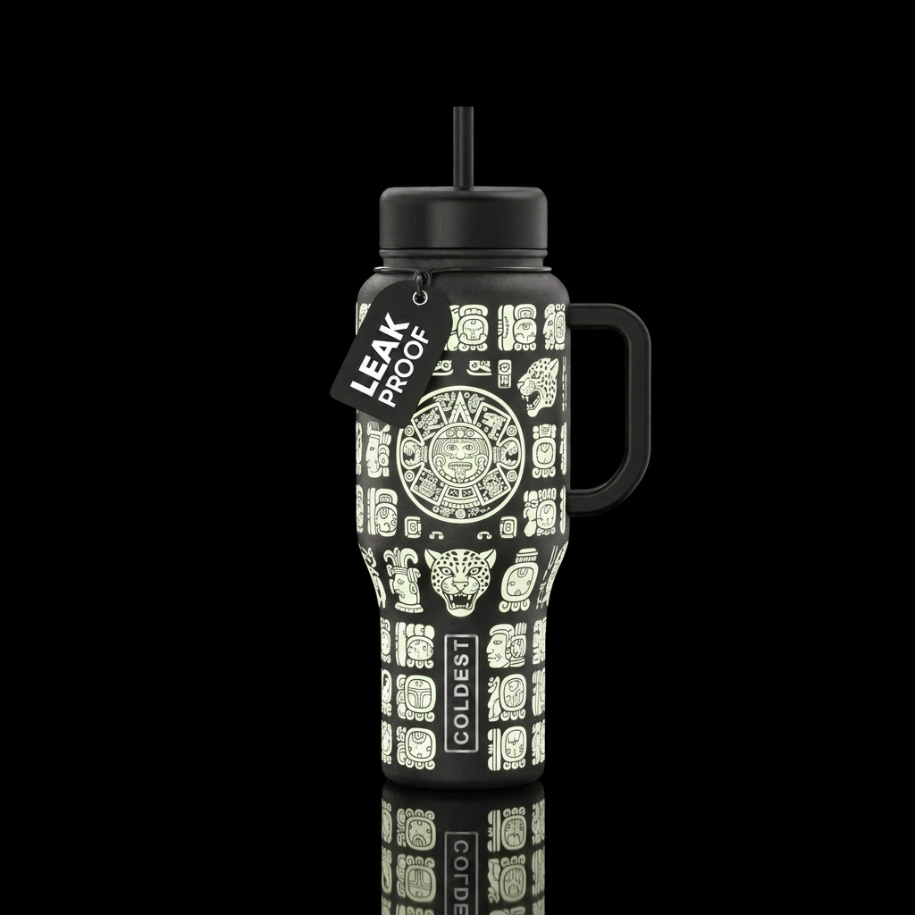 Glowie Mayan water bottle design
