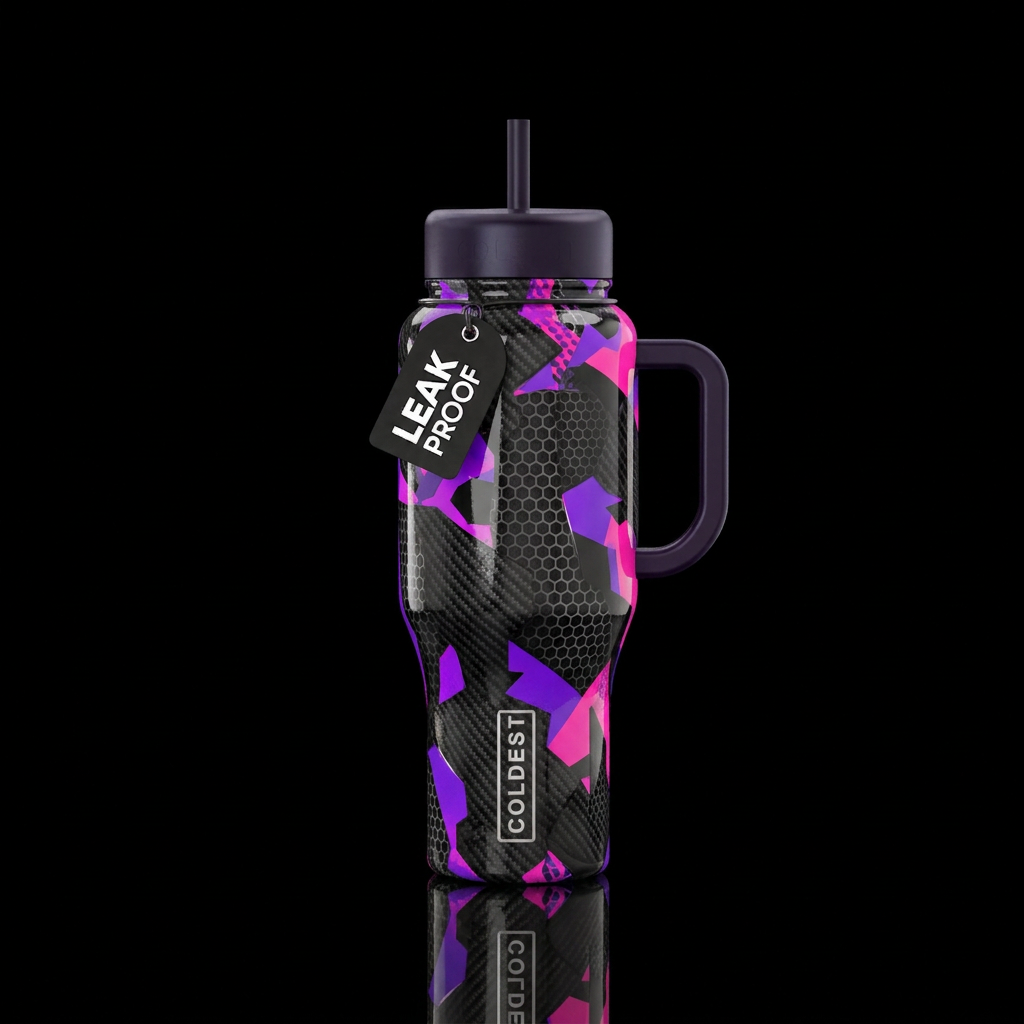 Carbon Camo water bottle design