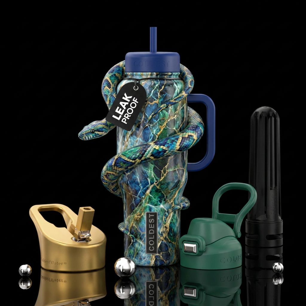 marble snake water bottle design