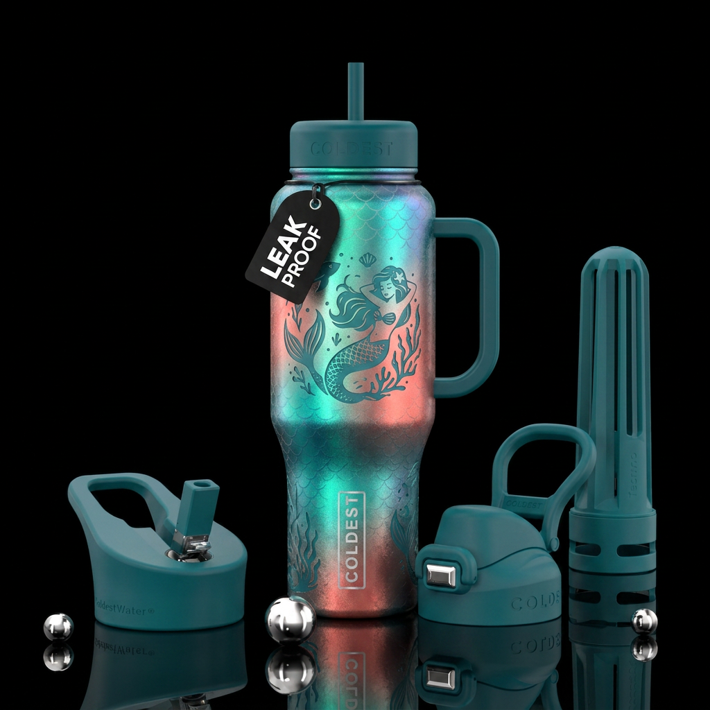 mermaid chills water bottle design