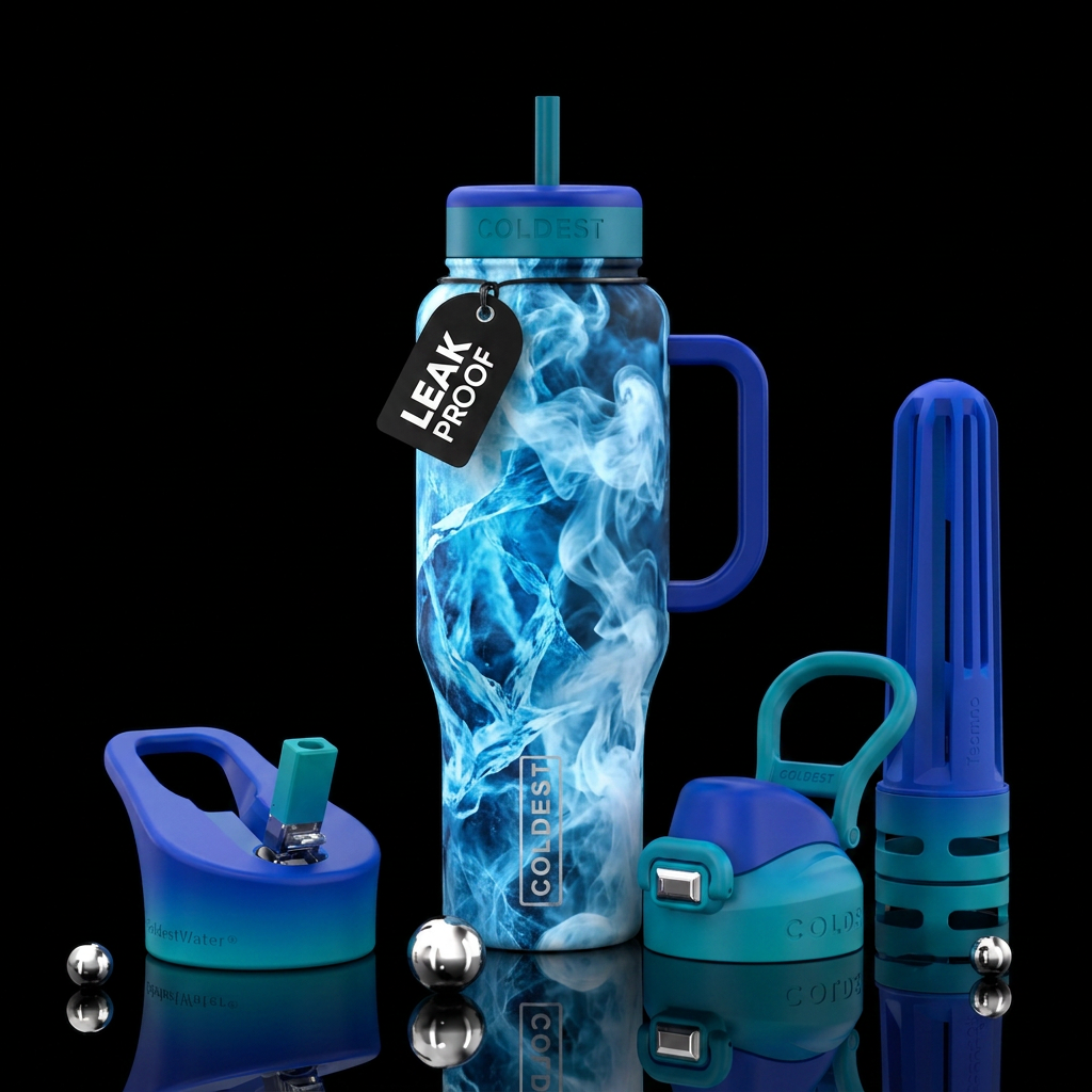 swirls ice,, smoke water bottle design