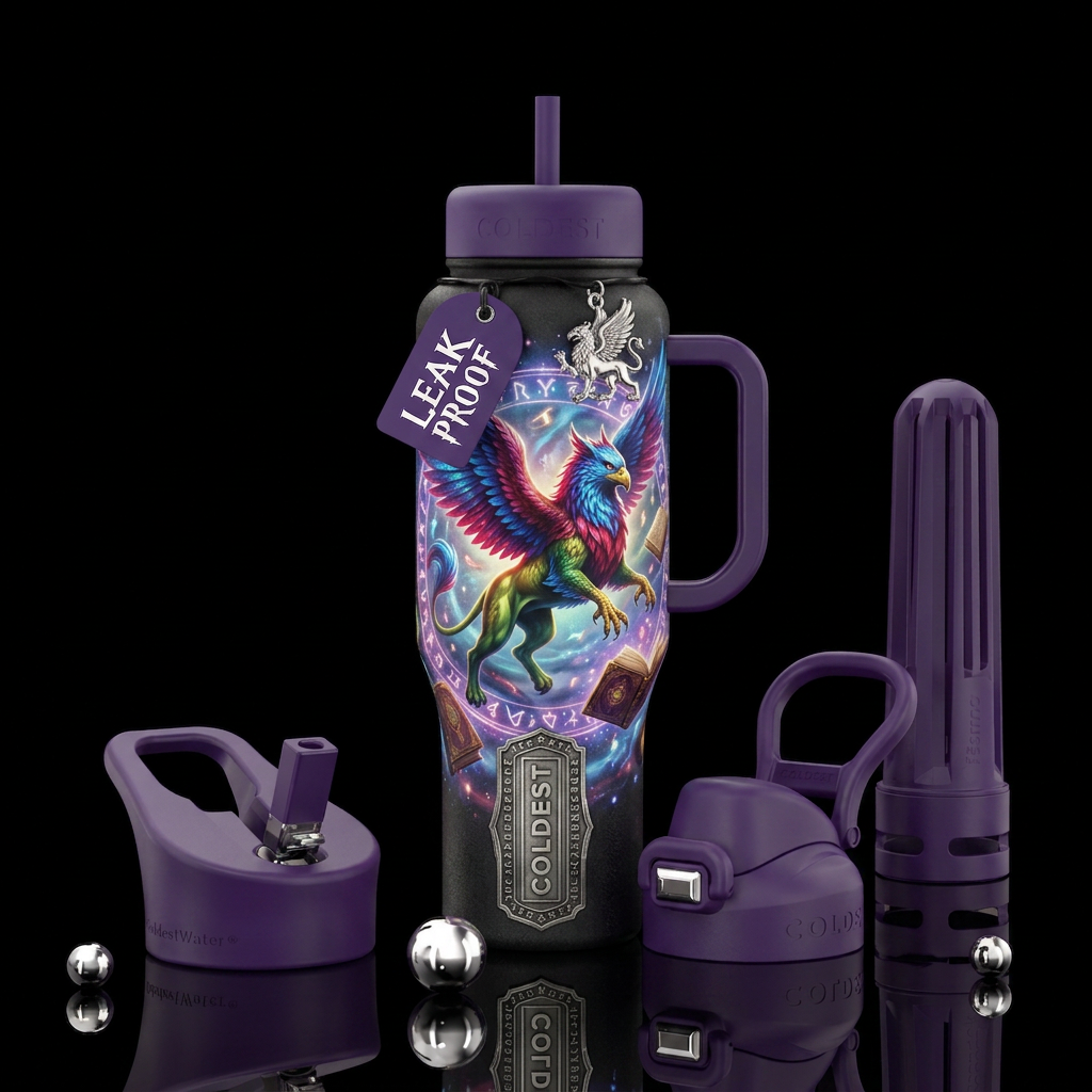magical, griffin water bottle design
