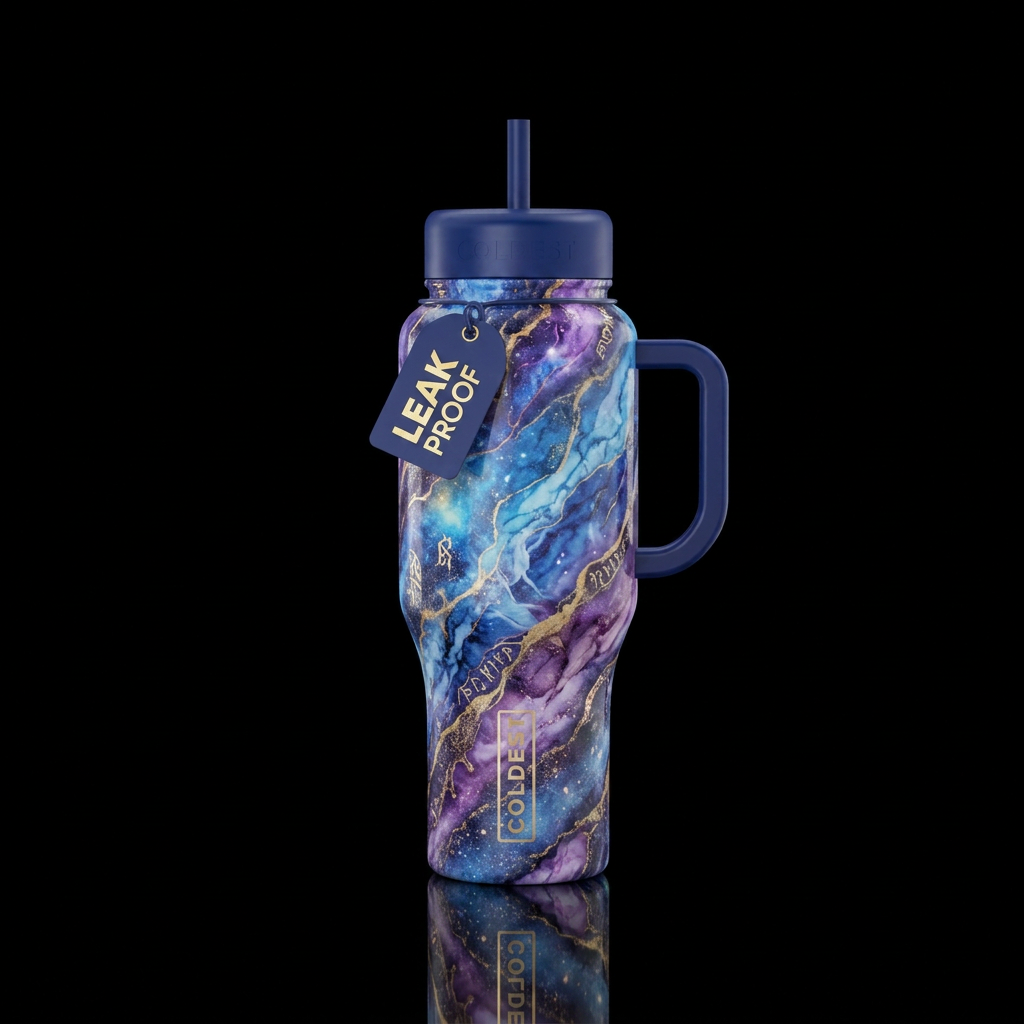 marble, magical, fantasy water bottle design