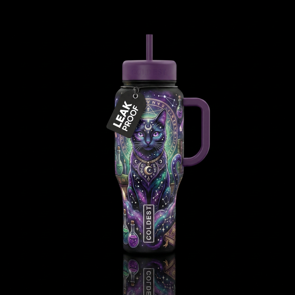 magical, magic, cat water bottle design