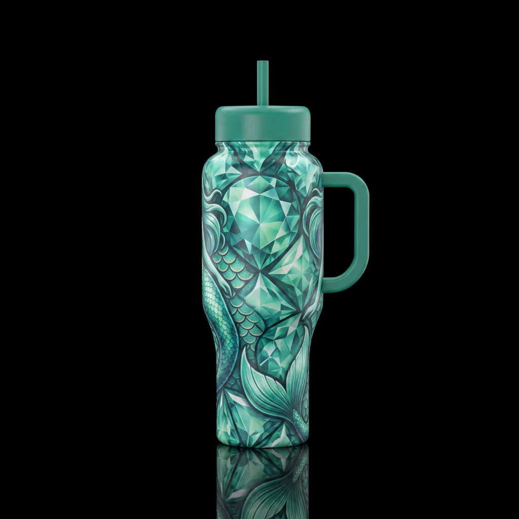 gemstone, ocean mermaid water bottle design