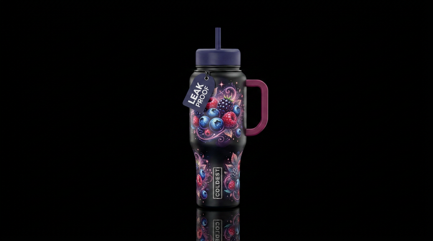 berries water bottle design