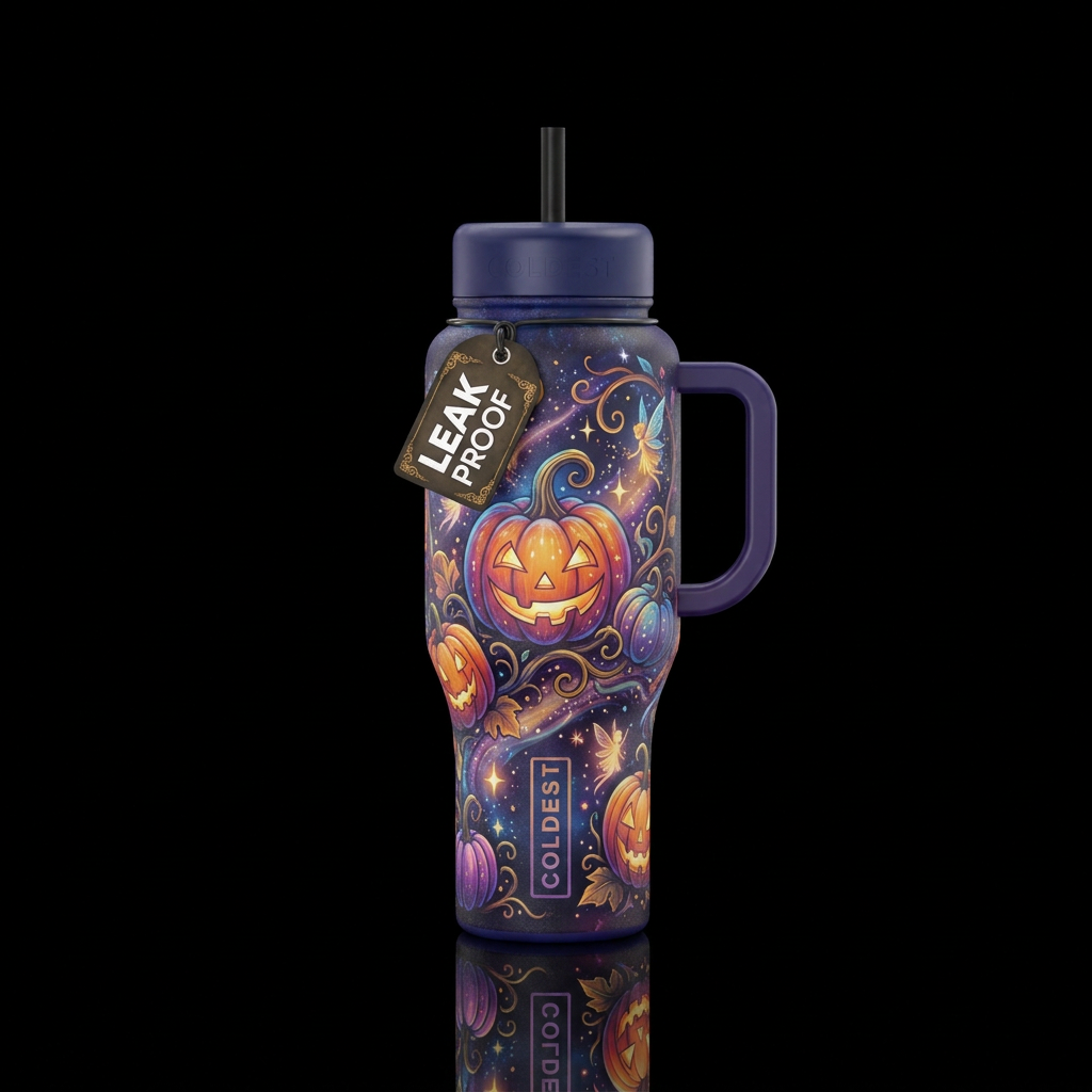 pumpkins, magical, fantasy water bottle design